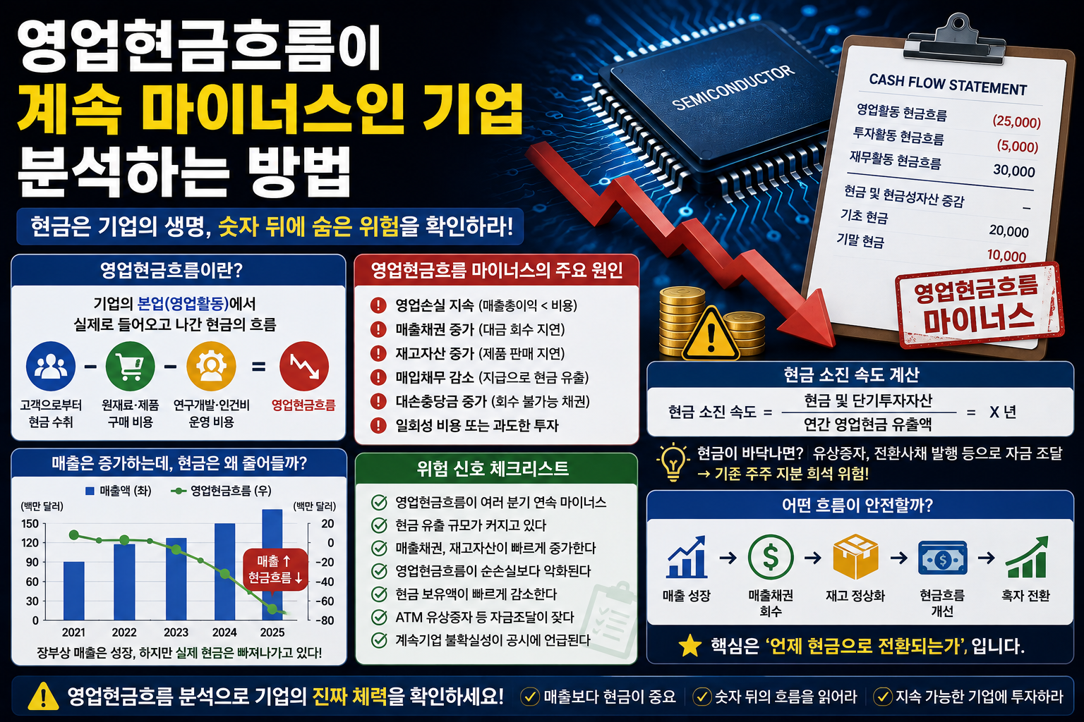 영업현금흐름이 계속 마이너스인 기업을 분석하는 방법
